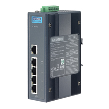 Advantech Unmanaged Ethernet Switch; 8 M12 (8 PoE) Ethernet Ports; 10/100 Mbps; 24-48VDC; DIN Rail Mount