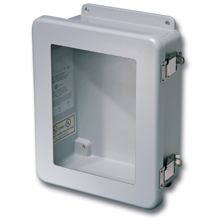 B-Line Wallmount Enclosure; 20" x 16" x 8"; Fiberglass; Window Cover; Hinge Connection; NEMA 6P