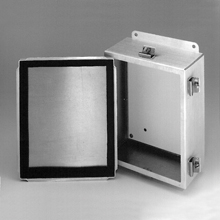 B-Line Wallmount Enclosure; 4" x 4" x 3"; Aluminum; Solid Cover; Screw Clamps Connection; NEMA 4X