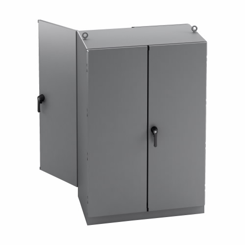B-Line by Eaton Freestanding Dual Access Enclosure; 72" x 72" x 24"; Carbon Steel; Solid Door; Hinge Connection; NEMA 12