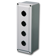 B-Line Pushbutton Enclosure; 6.63" x 3.81" x 3.89"; Fiberglass; Solid w/ 2 30mm Holes Cover; Screw Connection; NEMA 6P