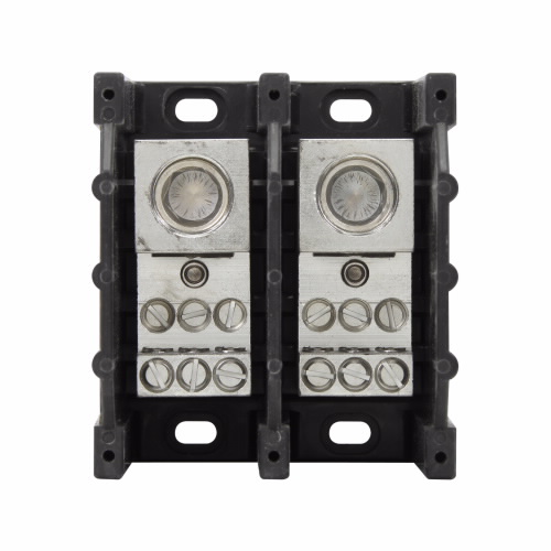 Bussmann by Eaton Power Distribution Block; 380A; 600VAC; 2-Pole; Box Terminals; 1/6 Line/Load Terminal Openings; Panel Mount