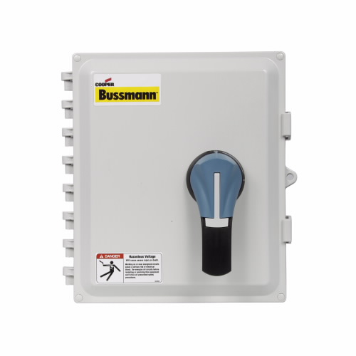 Bussmann Fusible Disconnect Switch; 3-Pole; 100A; Class J Fuse; Enclosed; NEMA 4X; Rotary; Pistol; UL 98