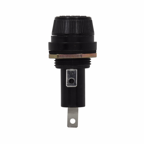 Bussmann by Eaton Midget Thru-Panel Fuse Holder; 30A; 600VAC; 1-Pole; 1/4" Quick-Connect/Solder Connection; Bayonet Knob Cap