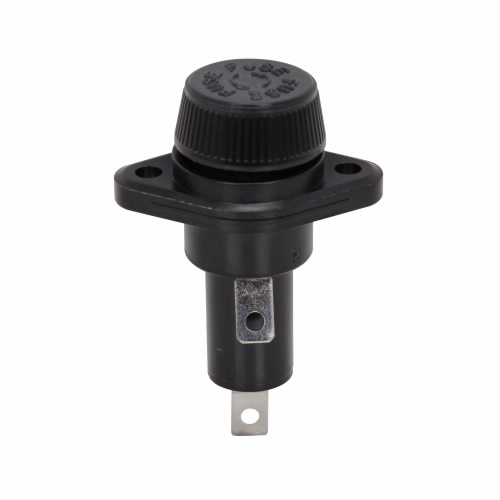 Bussmann by Eaton Midget Thru-Panel Fuse Holder; 30A; 600VAC; 1-Pole; 1/4" Quick-Connect/Solder Connection; Screw Knob Cap