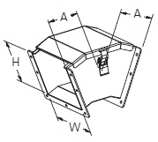 Cooper/B-Line NEMA 12 Wireway; 45° Elbow; 6" x 12"; Gray ANSI 61; Hinge Cover; Outside Opening