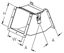 Cooper/B-Line NEMA 12 Wireway; 45° Elbow; 6" x 6"; Gray ANSI 61; Hinge Cover; Inside Opening