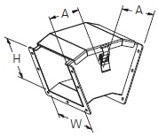 Cooper/B-Line NEMA 12 Wireway; 45° Elbow; 6" x 6"; Gray ANSI 61; Hinge Cover; Outside Opening