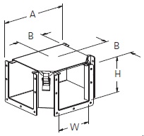 Cooper/B-Line NEMA 12 Wireway; Tee; 6" x 6"; Gray ANSI 61; Hinge Cover; Top Opening