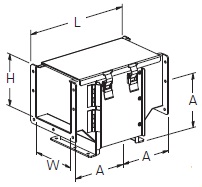 Cooper/B-Line NEMA 12 Wireway; Tee; 6" x 6"; Gray ANSI 61; Hinge Cover; Outside Opening