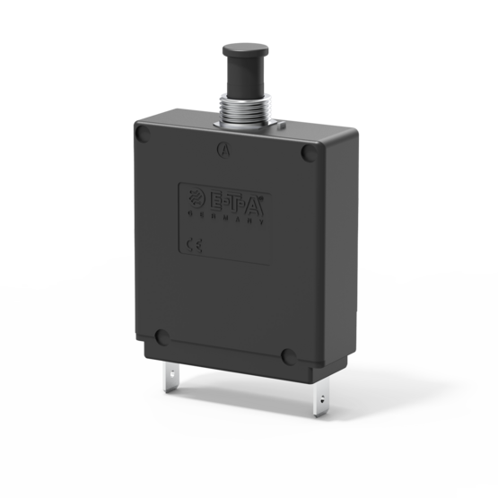 E-T-A Magnetic Circuit Breaker; 2-Pole; 15A; 250VAC/80VDC; Push-Pull; Quick Connect Blade Terminal; UL 1077