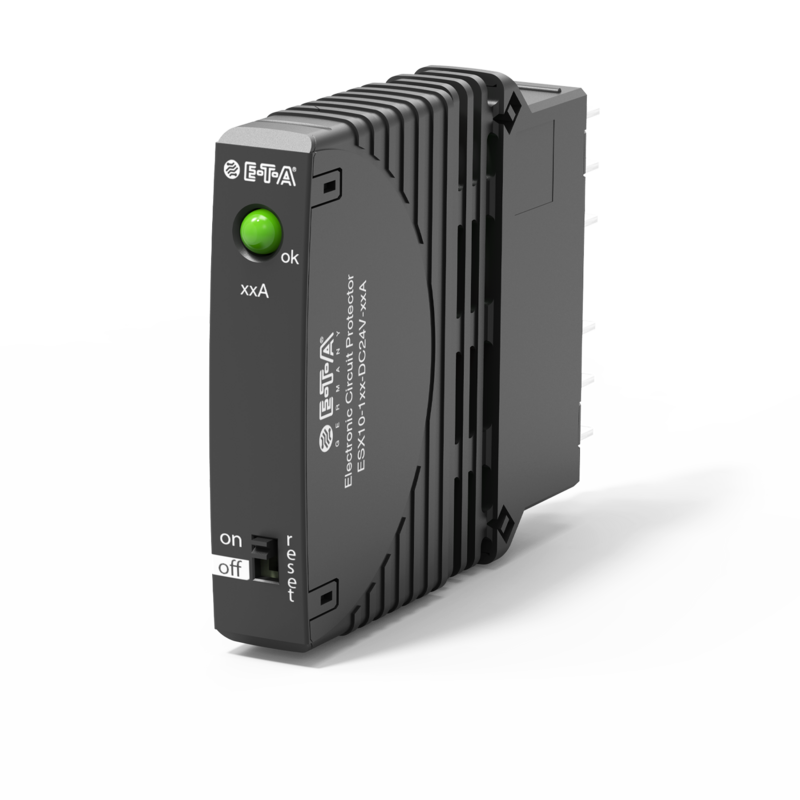 E-T-A Electronic Circuit Breaker; 1-Channel; 10A; 24VDC; Toggle; Blade Terminal