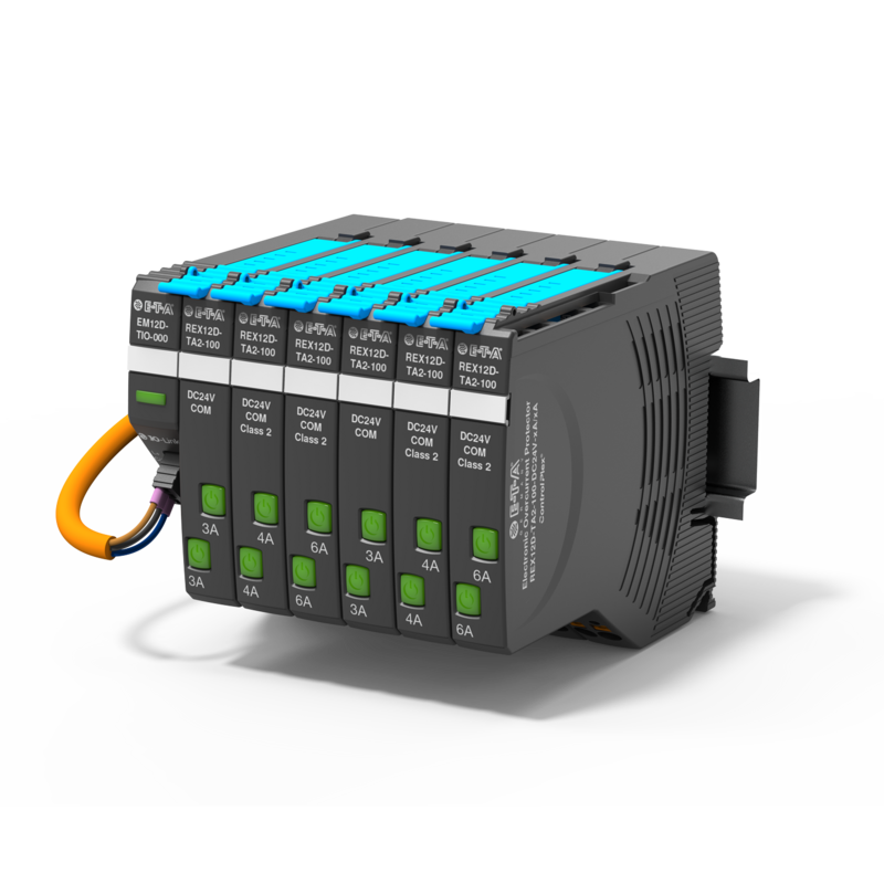 E-T-A Electronic Circuit Breaker; 1-Channel; 8A; 24VDC; Push Button; Push-In Terminal