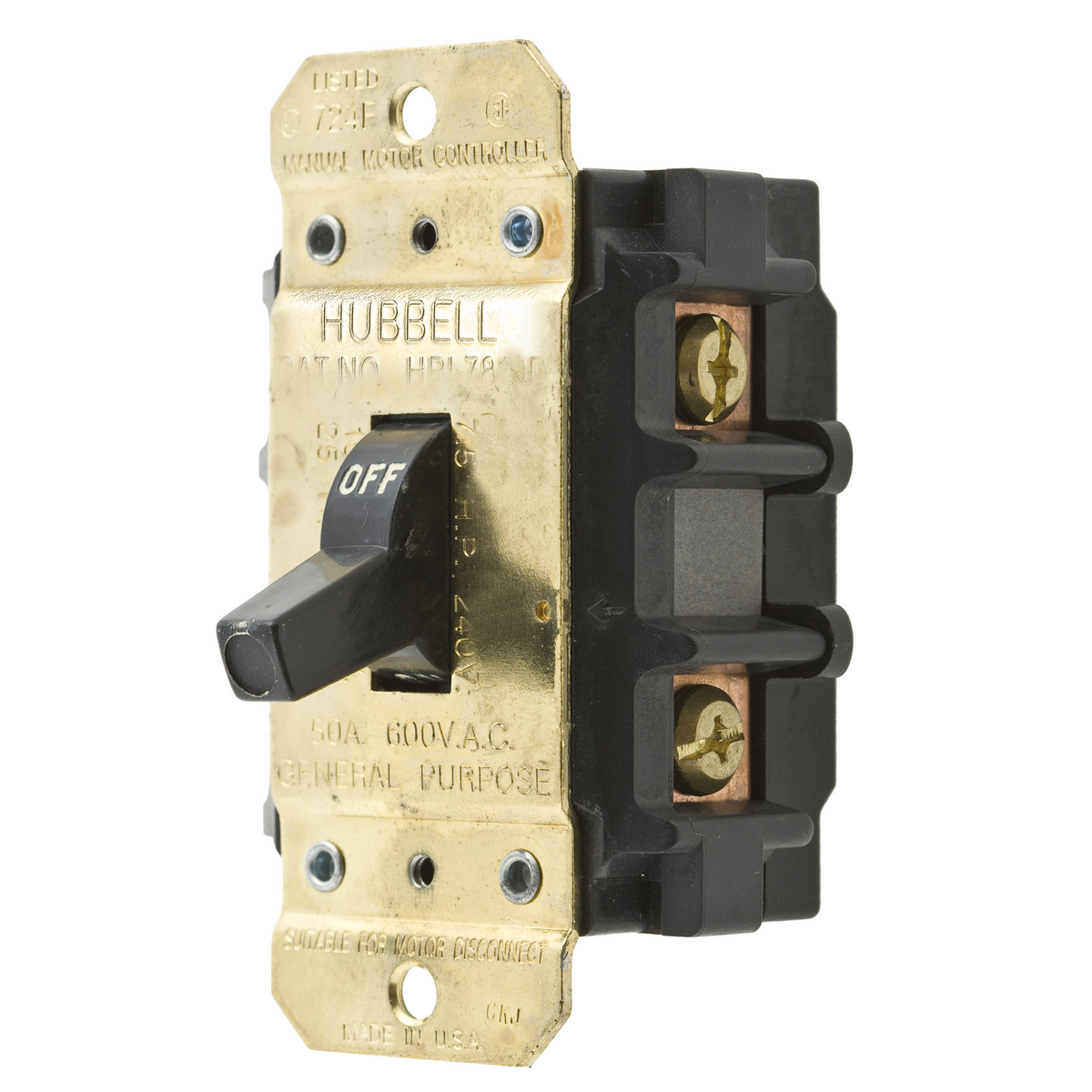 Hubbell WDK Non-Fusible Disconnect Switch; 2-Pole; 50A; Toggle; Wall Switch; UL 508
