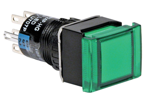 IDEC 16mm Illuminated Pushbutton; Oversize Rectangular; Amber; 12VAC/DC; SPDT; Maintained