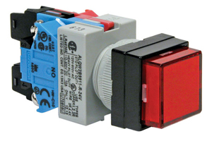 IDEC 22mm Illuminated Pushbutton; Square; Green; LED; 4NO; Maintained