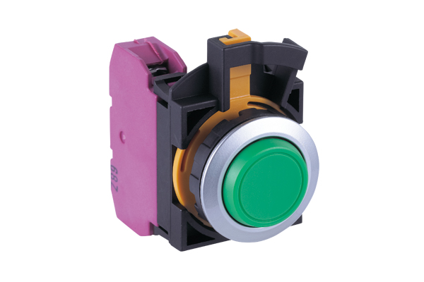 IDEC 22mm Pushbutton; Round; Black; 1NO / 2NC; Momentary