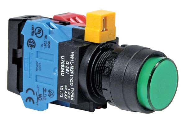 IDEC 22mm Illuminated Pushbutton; Round; Red; 24VAC/DC; 1NO; Momentary