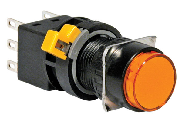 IDEC 16mm Illuminated Pushbutton; Round; Amber; 12VAC/DC; SPDT; Momentary