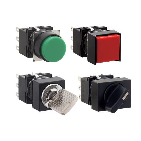 IDEC 16mm Illuminated Selector Switch; Rectangular; 2-Position; SPDT; 3A (Thermal); Maintained; Black w/ Green Insert; LED; 24VAC/DC