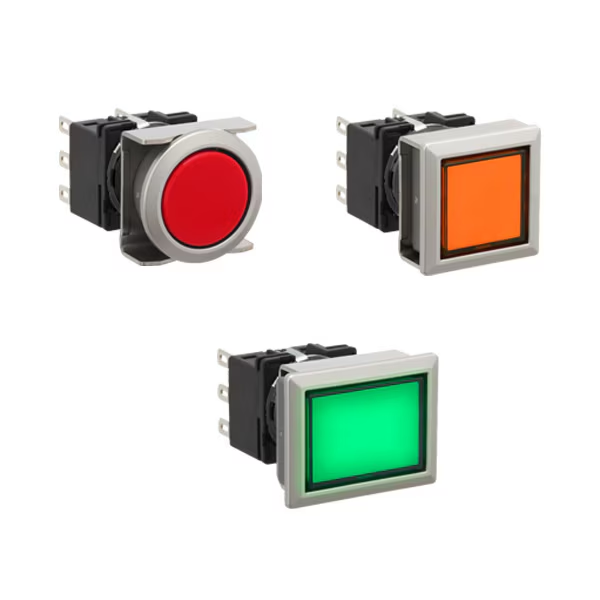 IDEC 18.2mm Illuminated Selector Switch; Round; 2-Position; DPDT; 5A (Thermal); Maintained; Black w/ Yellow Insert; LED; 24VAC/DC