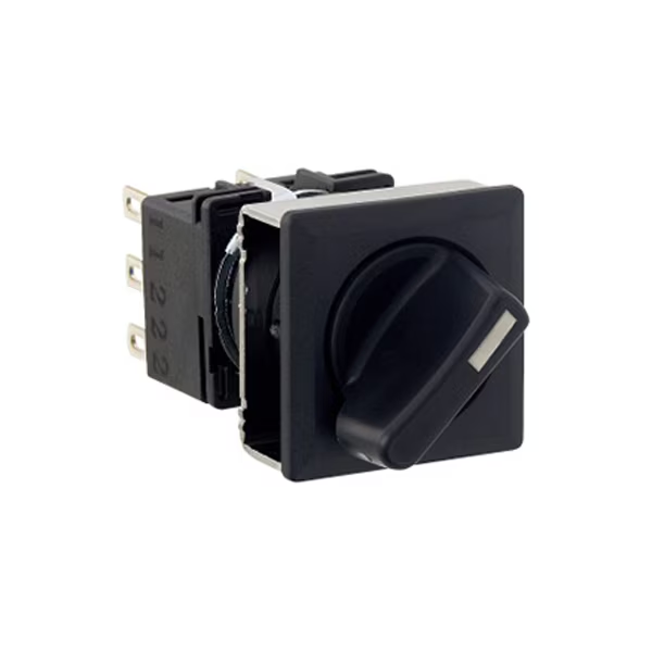 IDEC 18.2mm x 18.2mm Selector Switch; Square; 2-Position; DPDT; Maintained; Black w/ White Insert