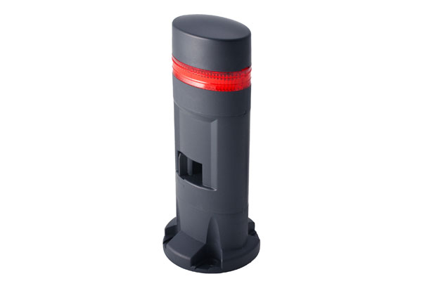 IDEC 40mm x 60mm Oval Tower Light; w/ Audible Signal; 1-Segment; Red; Flashing; 24VAC/DC; Lead Wire; Black Housing
