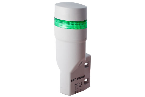 IDEC 40mm x 60mm Oval Tower Light; 1-Segment; Green; Steady; 24VAC/DC; Lead Wire; Light Gray Housing