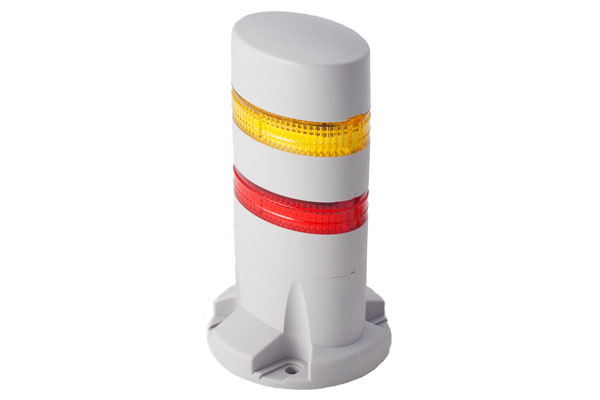 IDEC 40mm x 60mm Oval Tower Light; 2-Segment; Red (top)/Green; Steady; 24VAC/DC; Lead Wire; Light Gray Housing
