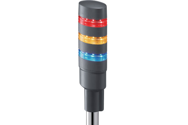 IDEC 40mm x 60mm Oval Tower Light; 3-Segment; Red (top)/Yellow/Green; Steady; 24VAC/DC; Lead Wire; Black Housing