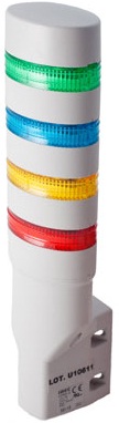 IDEC 40mm x 60mm Oval Tower Light; 4-Segment; Red (top)/Yellow/Blue/Green; Steady; 24VAC/DC; Lead Wire; Light Gray Housing