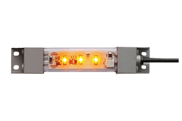 IDEC LED Machine Light; Rectangular; 134 x 27.5 x 16.mm; Yellow Light; 24VDC; IP65; Potted Cable
