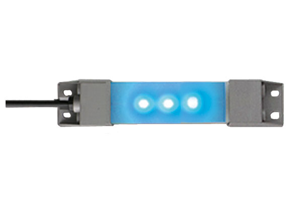 IDEC LED Machine Light; Rectangular; 134 x 27.5 x 16.mm; Blue Light; 24VDC; IP65; Potted Cable
