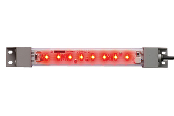 IDEC LED Machine Light; Rectangular; 210 x 27.5 x 16.mm; Red Light; 24VDC; IP65; Potted Cable