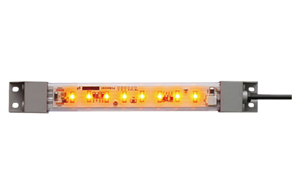 IDEC LED Machine Light; Rectangular; 210 x 27.5 x 16.mm; Yellow Light; 24VDC; IP65; Potted Cable
