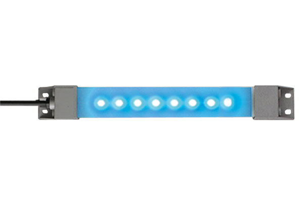 IDEC LED Machine Light; Rectangular; 210 x 27.5 x 16.mm; Blue Light; 24VDC; IP65; Potted Cable