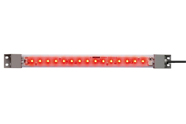 IDEC LED Machine Light; Rectangular; 330 x 27.5 x 16.mm; Red Light; 24VDC; IP65; Potted Cable