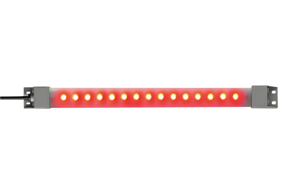 IDEC LED Machine Light; Rectangular; 330 x 27.5 x 16.mm; Red Light; 24VDC; IP65; Potted Cable