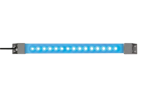 IDEC LED Machine Light; Rectangular; 330 x 27.5 x 16.mm; Blue Light; 24VDC; IP65; Potted Cable