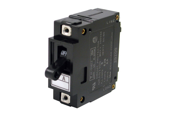 IDEC Supplementary Magnetic Circuit Breaker; 1-Pole; 0.5A; 65VDC; Lever; Quick Connect Blade Terminal; Medium Trip Curve