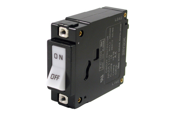 IDEC Supplementary Magnetic Circuit Breaker; 1-Pole; 10A; 65VDC; Rocker; Quick Connect Blade Terminal; Medium Trip Curve