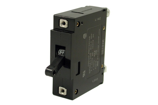 IDEC Supplementary Magnetic Circuit Breaker; 1-Pole; 30A; 65VDC; Lever; Stud Terminal; Medium Trip Curve