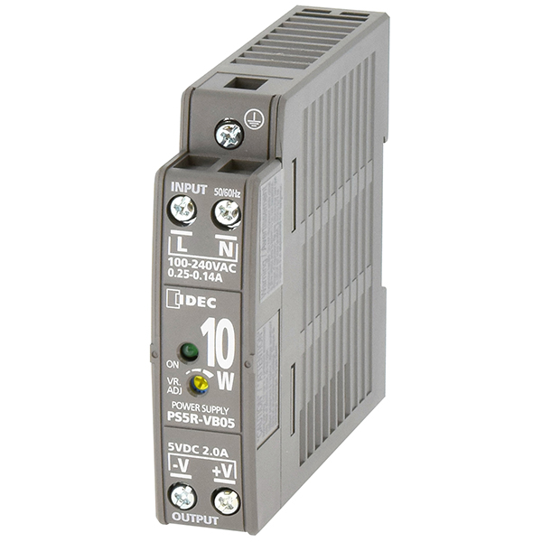 IDEC Switching Power Supply; 5VDC OUT; 2A; 85-264VAC/100-370VDC IN; Single Phase; DIN Rail Mount; Plastic - Slim