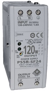 IDEC Switching Power Supply; 24VDC OUT; 5A; 85-264VAC / 100-350VDC IN; Single Phase; DIN Rail or Panel Mount; Plastic - Slim