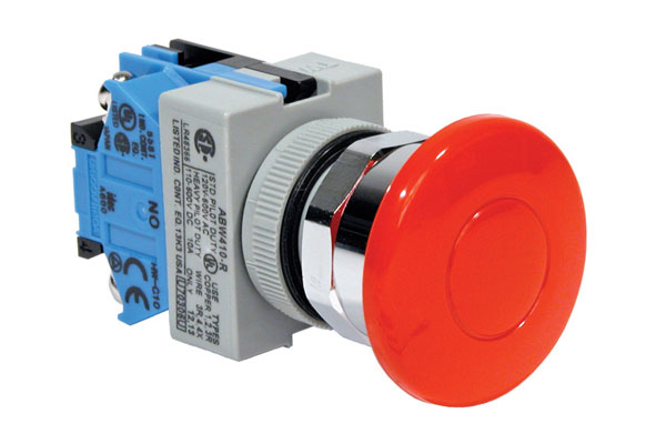 IDEC 22mm Pushbutton; Mushroom (40mm); Green; 2NO / 2NC; Momentary
