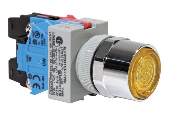 IDEC 22mm Illuminated Pushbutton; Round; LED; 2NO / 2NC; 12VAC/DC; Amber