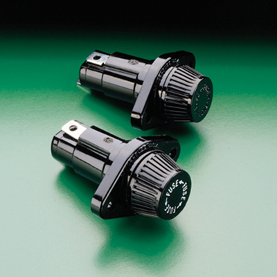 Littelfuse Midget Thru-Panel Fuse Holder; 30A; 600VAC; 1-Pole; 1/4" Quick-Connect/Solder Connection; Screw Knob - Watertight Cap