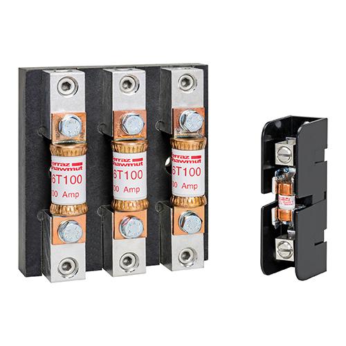 Mersen Class T Fuse Block; 100A; 600VAC/600VDC; 2-Pole; Box Connection; Panel Mount