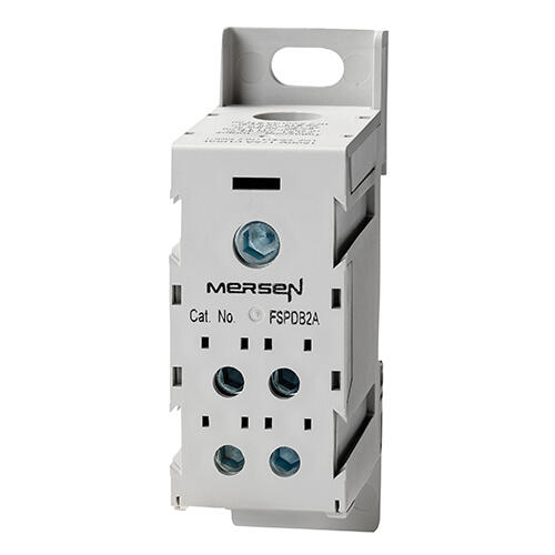 Mersen Finger-Safe Power Distribution Block; 175A; 600VAC; 1-Pole; Box Terminals; 1/4 Line/Load Terminal Openings; DIN Rail Mount