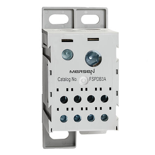 Mersen Finger-Safe Power Distribution Block; 310A; 600VAC; 1-Pole; Box Terminals; 1/8 Line/Load Terminal Openings; DIN Rail Mount